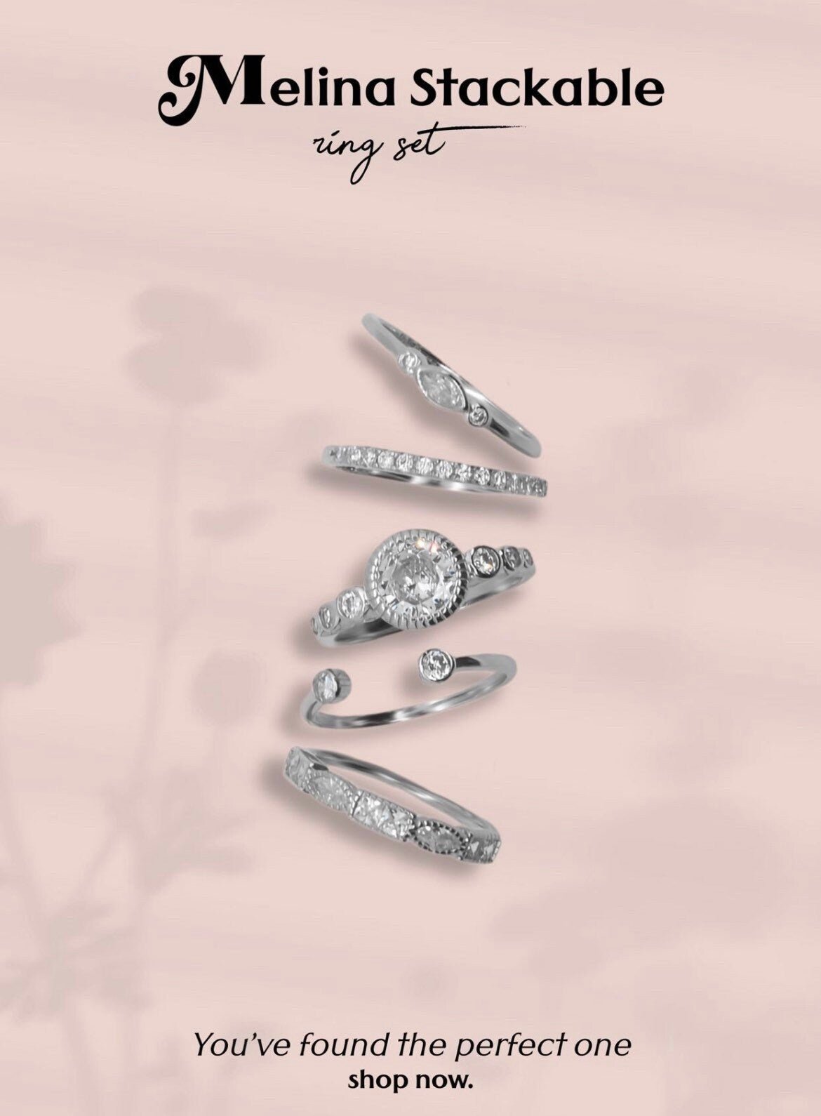 Sterling Silver Stackable Ring Set - Melina Stacking Ring Set - Allyanna GiftsRINGS