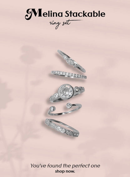 Sterling Silver Stackable Ring Set - Melina Stacking Ring Set - Allyanna GiftsRINGS