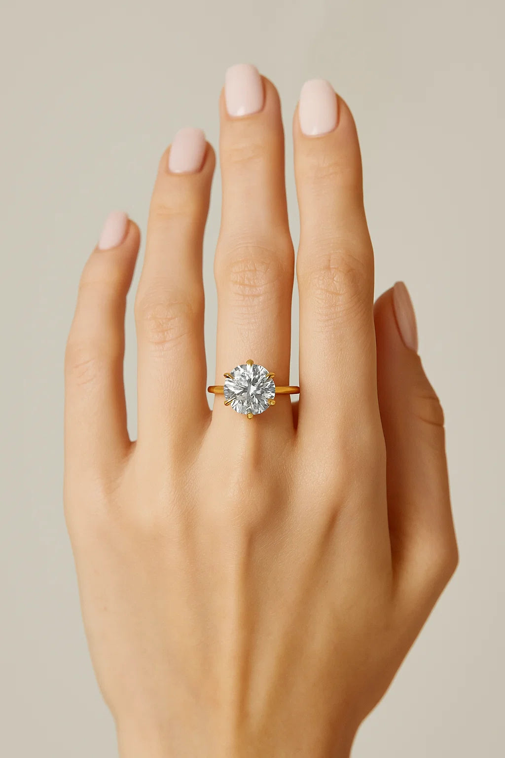 Sterling Silver 4.0CT Round Solitaire Moissanite Ring