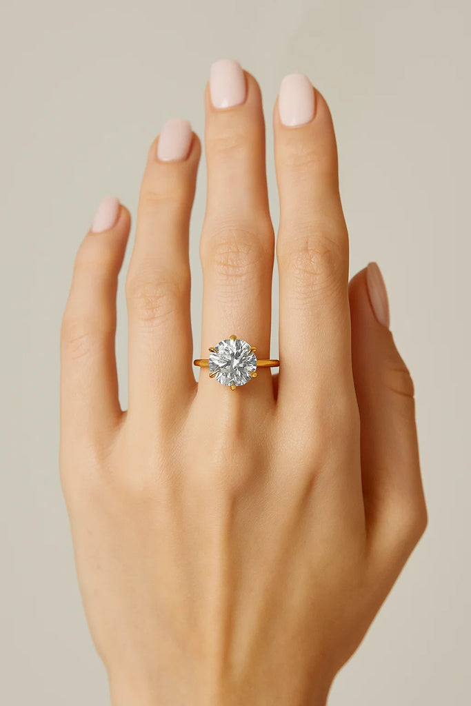 Sterling Silver 4.0CT Round Solitaire Moissanite Ring