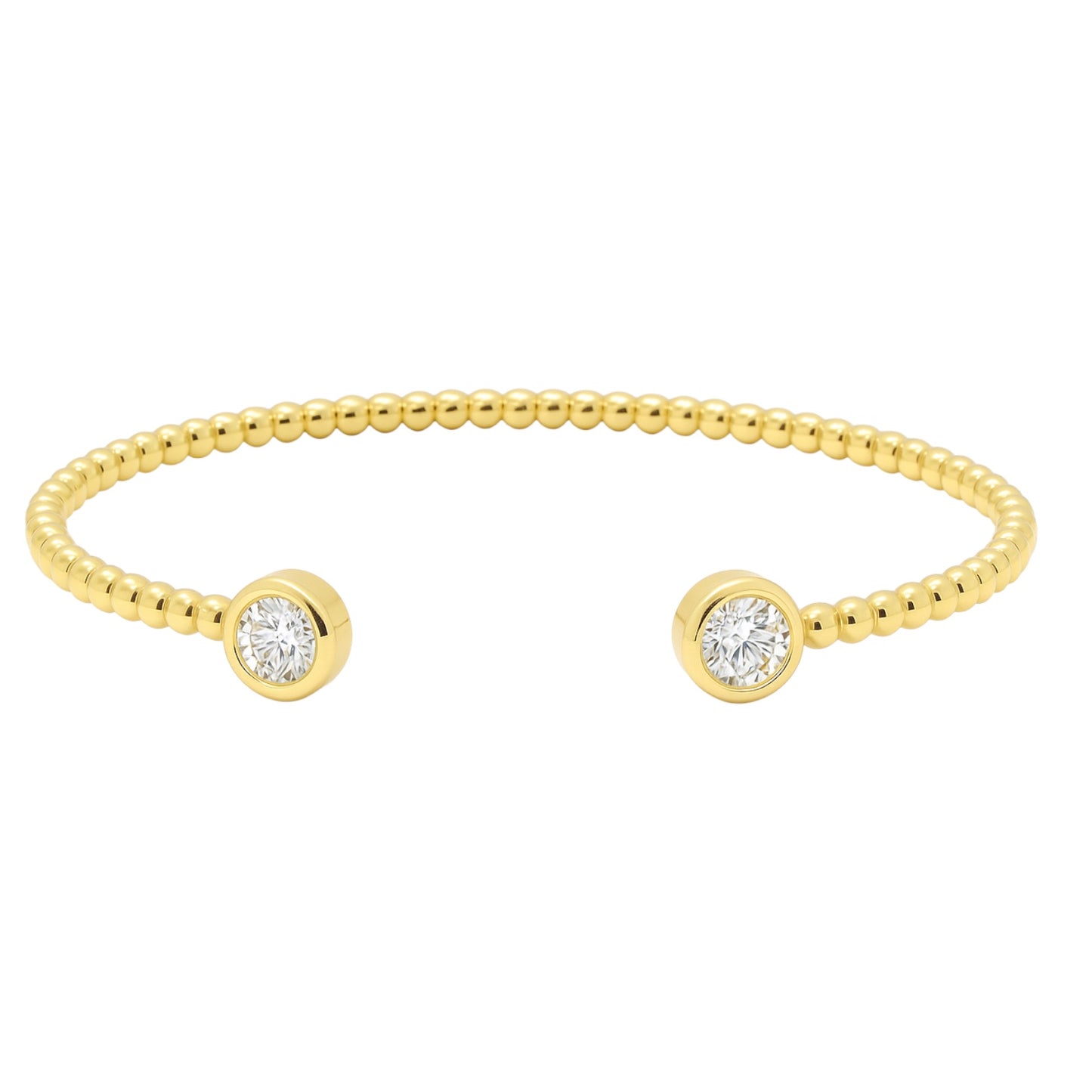 Sterling Silver Moissanite Bubble Beaded Open Cuff Bangle