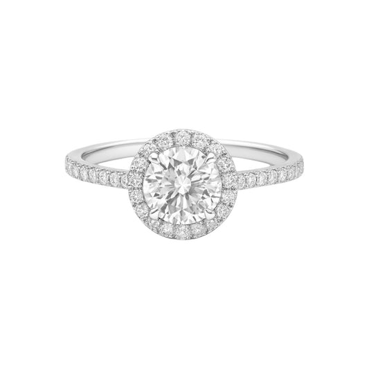 Sterling Silver Round 5MM 0.5CT Moissanite W/ Halo Ring