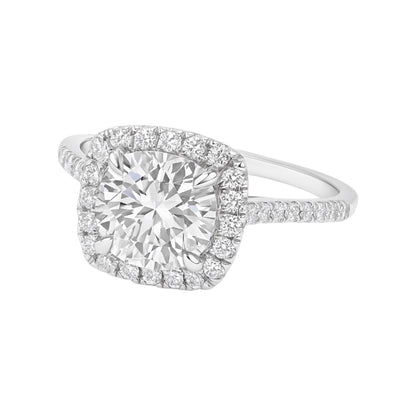 Sterling Silver 1.2CT 7.0MM Moissanite Halo Engagement Ring