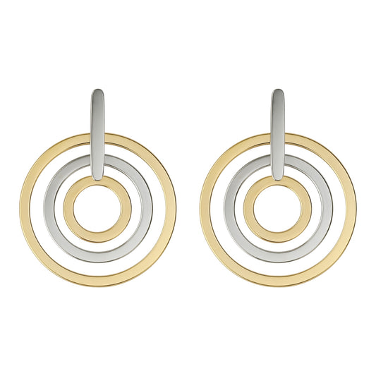 Sterling Silver Two Tone Dangling Round Earrings