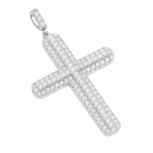 Sterling Silver 2.30 CTW Moissanite Pave Cross Pendant