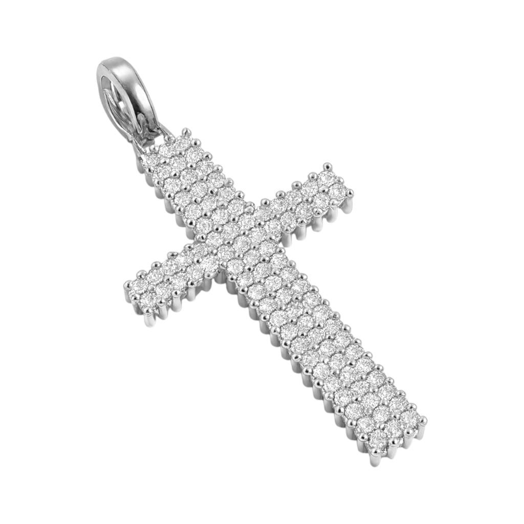 Sterling Silver 1.24 CTW Moissanite Pave Cross Pendant