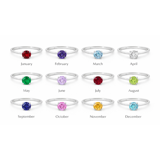 Sterling Silver 6mm Round CZ Birthstone Ring