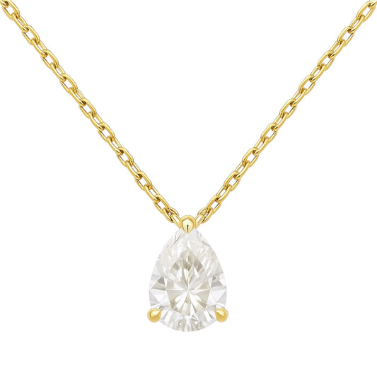 Sterling Silver 3.0CT Moissanite Pear Shape Solitaire Necklace