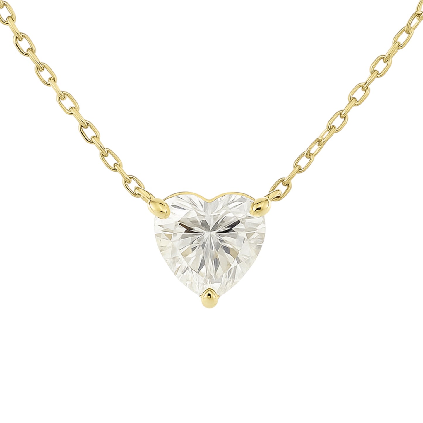 Sterling Silver 2.0CT Moissanite Heart Solitaire Necklace