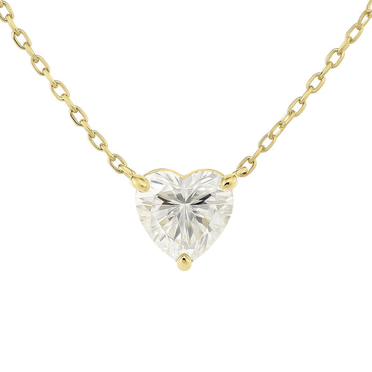 Sterling Silver 2.0CT Moissanite Heart Solitaire Necklace