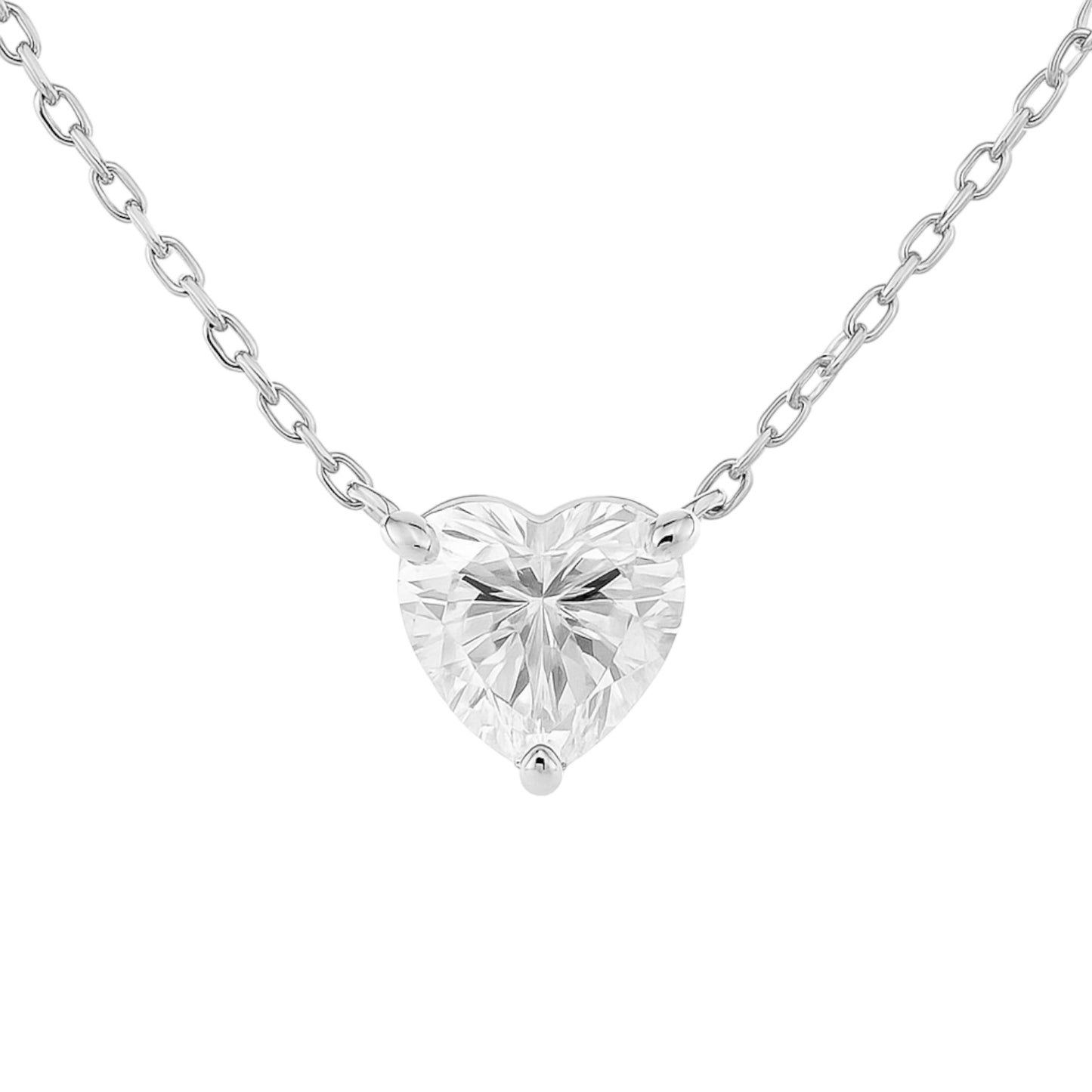 Sterling Silver 2.0CT Moissanite Heart Solitaire Necklace