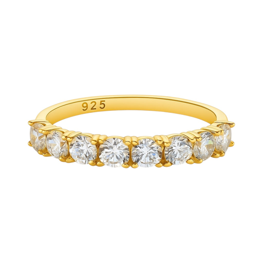 Sterling Silver Moissanite Pave Half Eternity Band