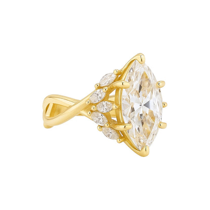 Sterling Silver 2.0ct Marquise Moissanite Cluster Ring
