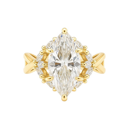 Sterling Silver 2.0ct Marquise Moissanite Cluster Ring