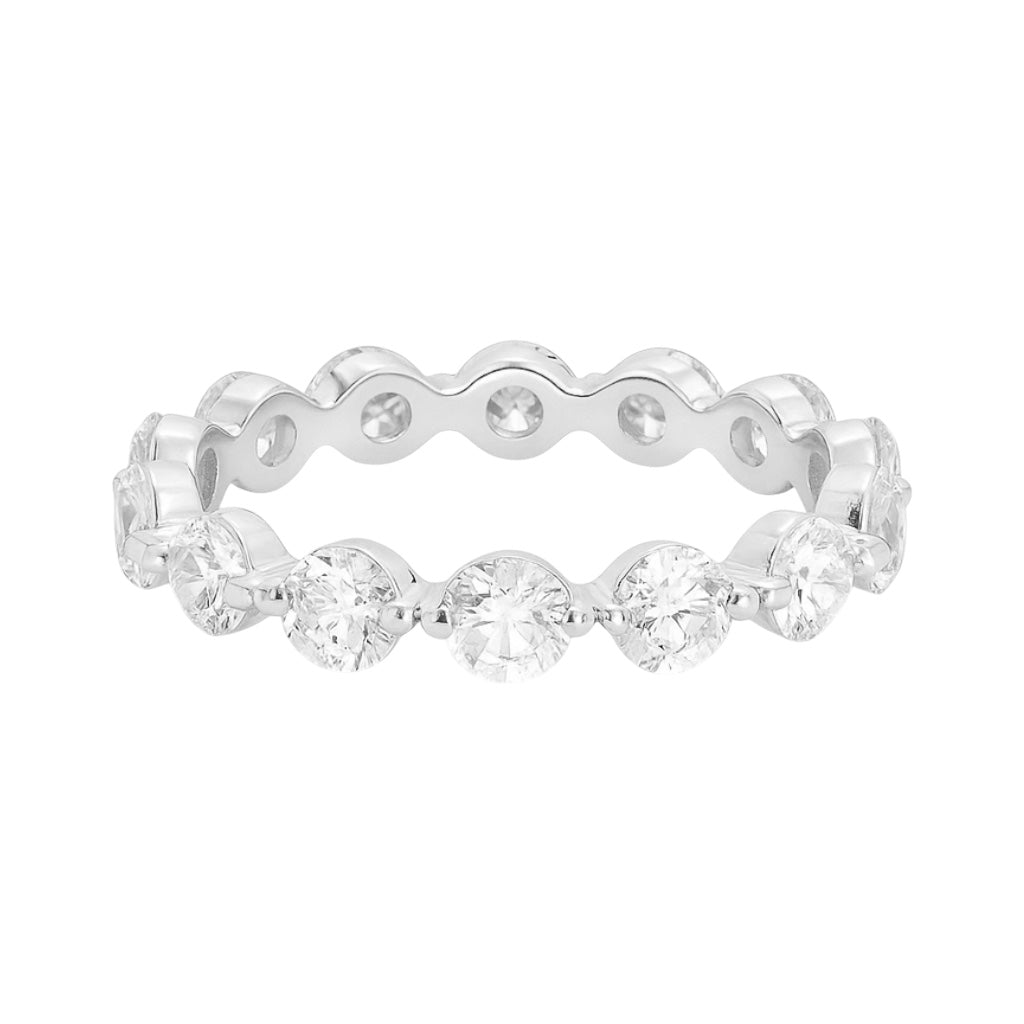 Sterling Silver 3.5mm Floating Bubble Moissanite Eternity Band