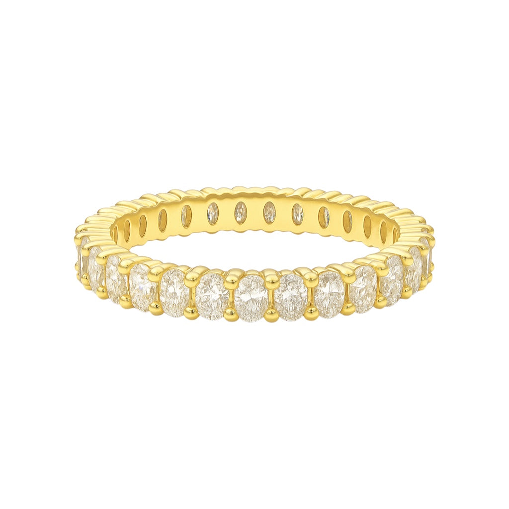 Sterling Silver 3mm Oval Moissanite Eternity Band