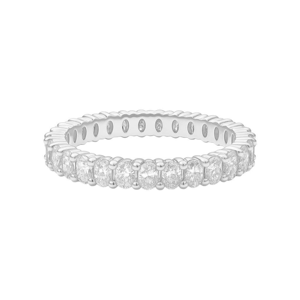 Sterling Silver 4mm Oval Moissanite Eternity Band