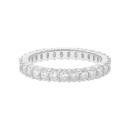 Sterling Silver 4mm Oval Moissanite Eternity Band