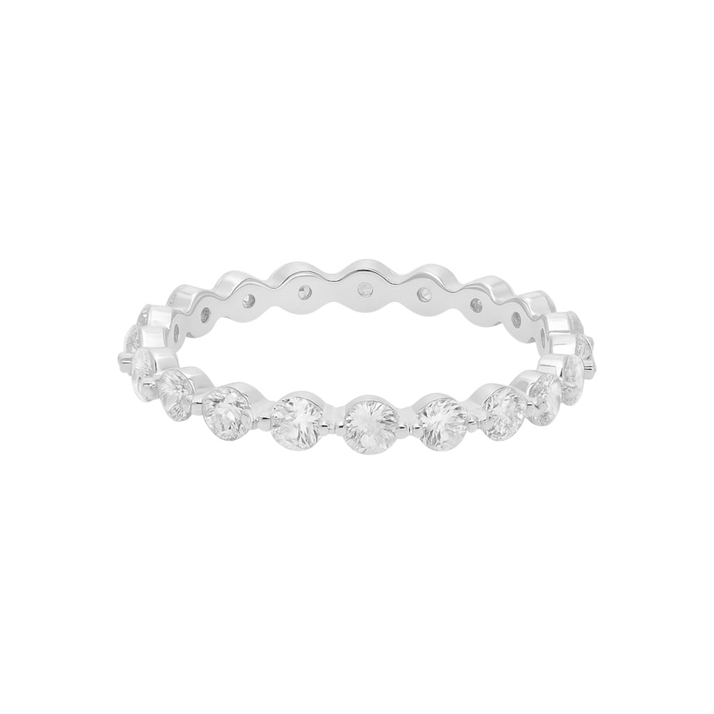 Sterling Silver 2.5mm Floating Bubble Moissanite Eternity Band