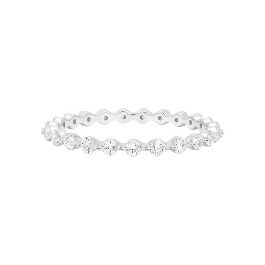 Sterling Silver 2mm Round Moissanite Eternity Band