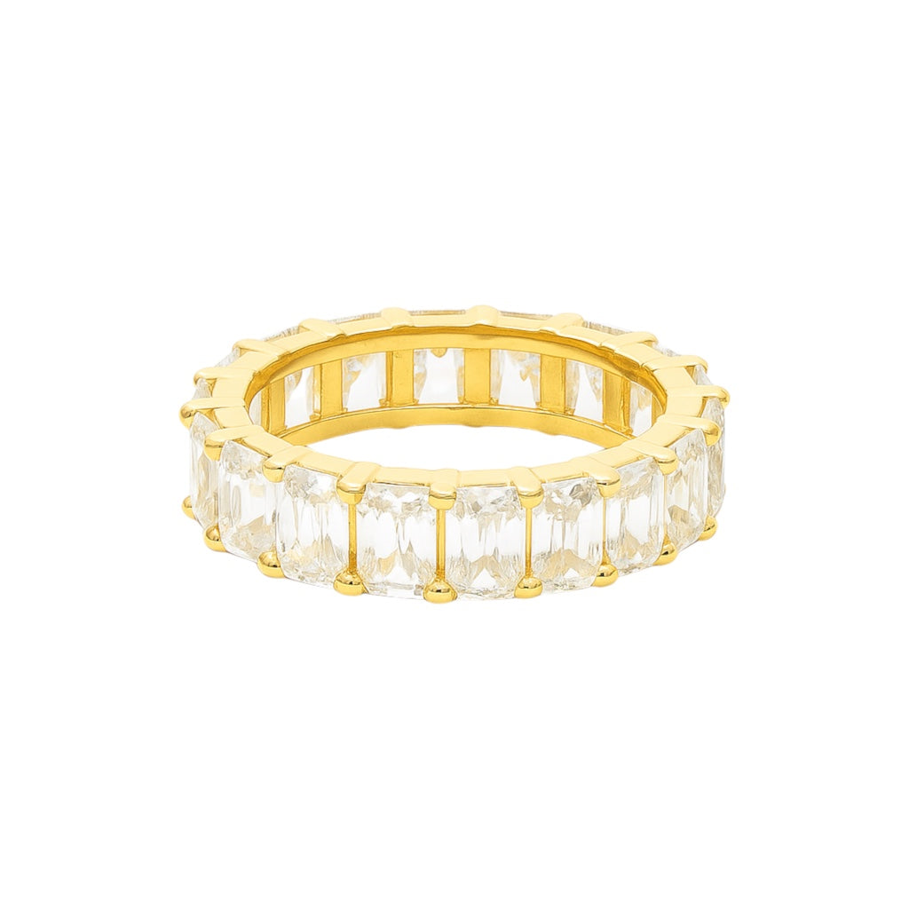 Sterling Silver Radiant Cut Moissanite 4mm Thick Eternity Band