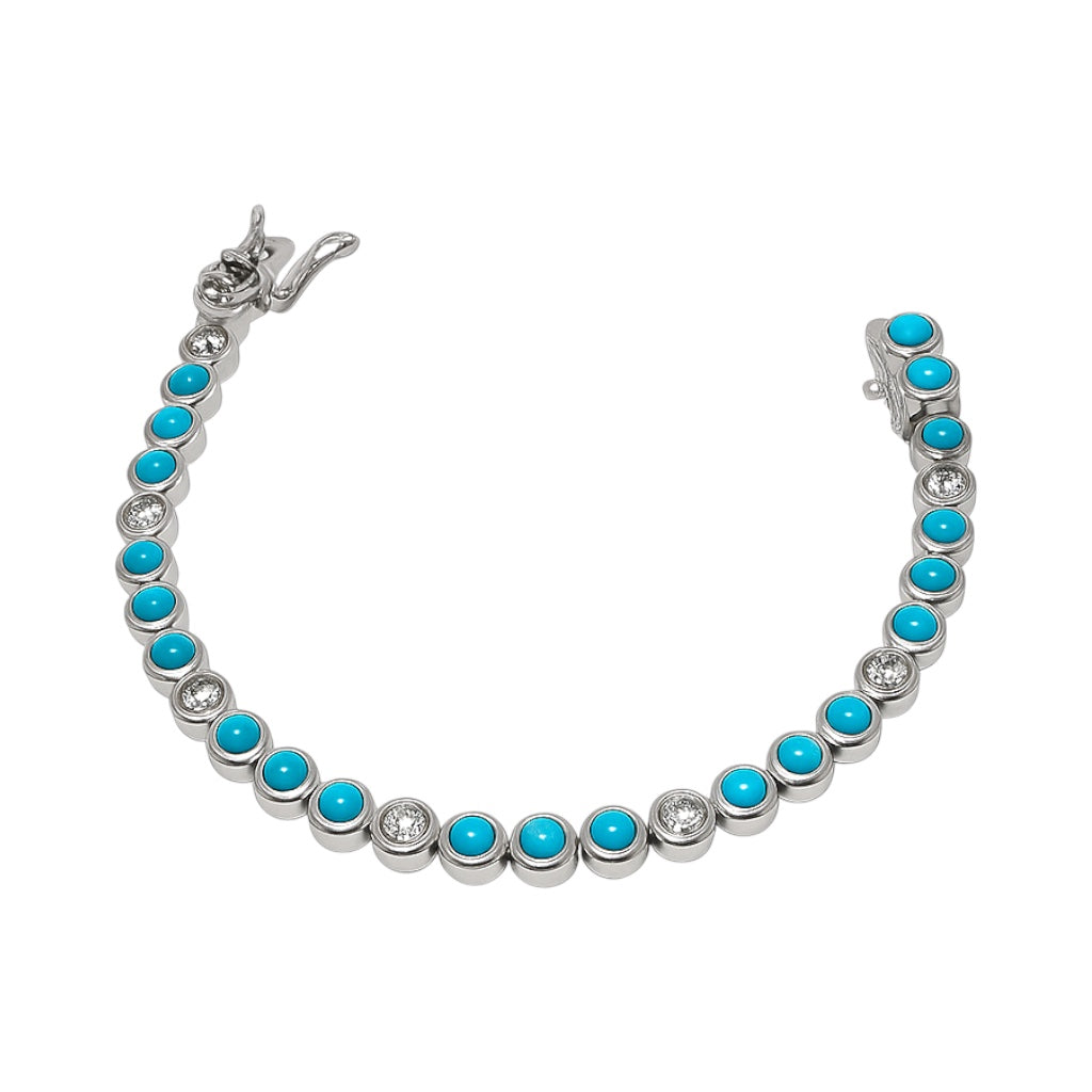 Sterling Silver Turquoise & Clear Bubble Tennis Bracelet (7")