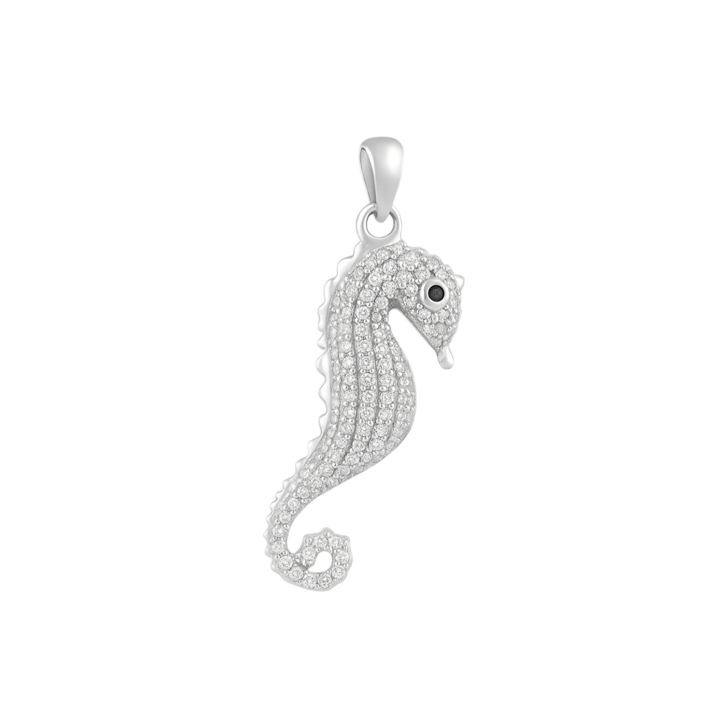 Sterling Silver CZ Seahorse Pendant