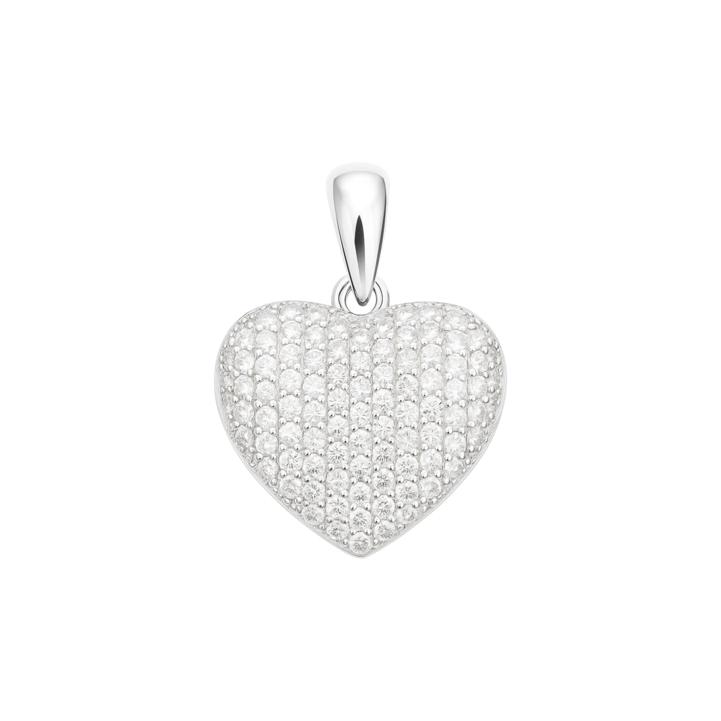 Sterling Silver CZ Pave Heart Pendant