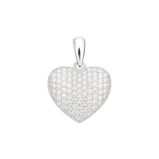 Sterling Silver CZ Pave Heart Pendant