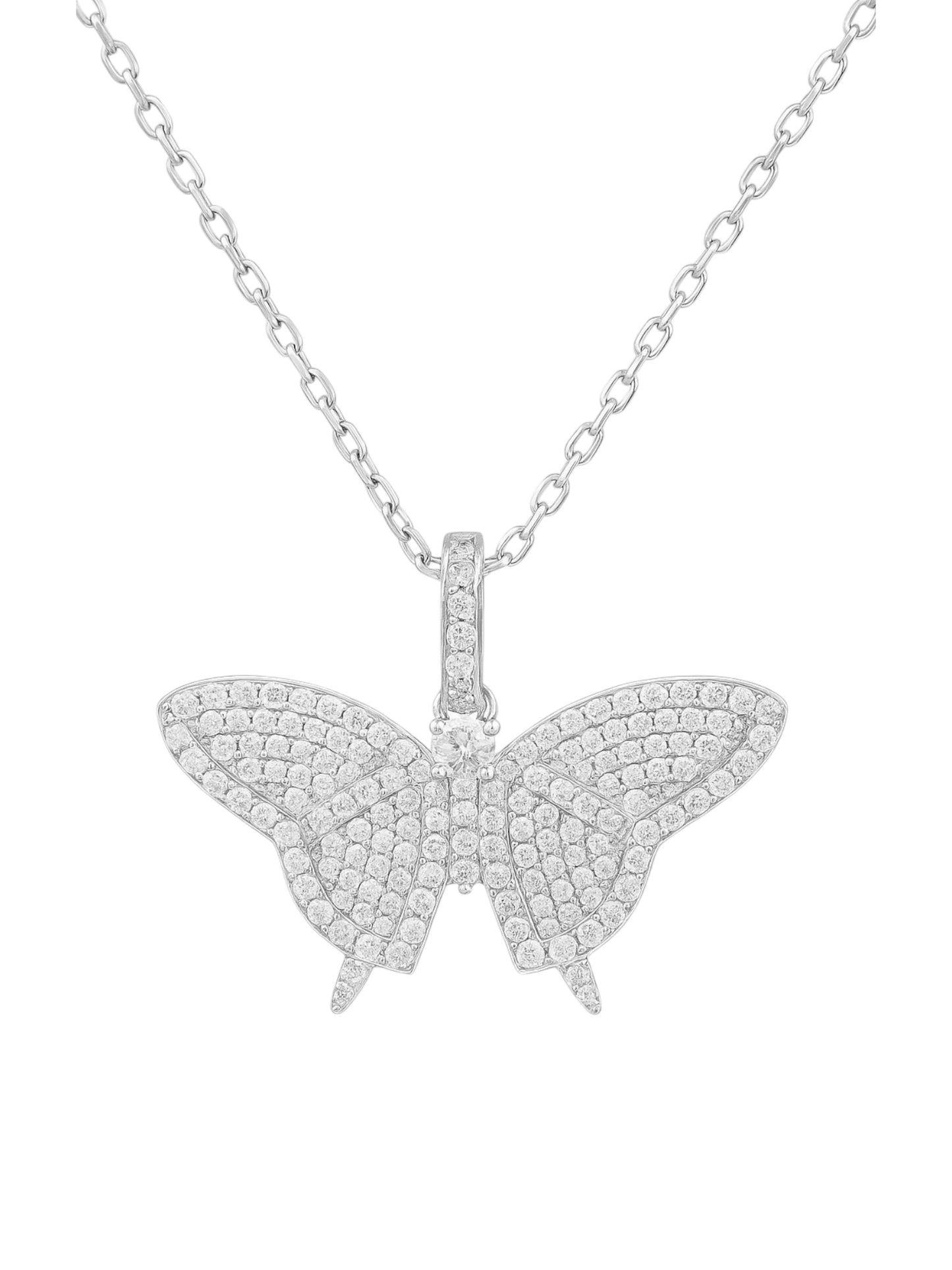 RETAIL Sterling Silver Moissanite Pave Butterfly Necklace