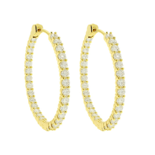 Sterling Silver Moissanite 36mm Inside Out Hinged Hoop Earrings