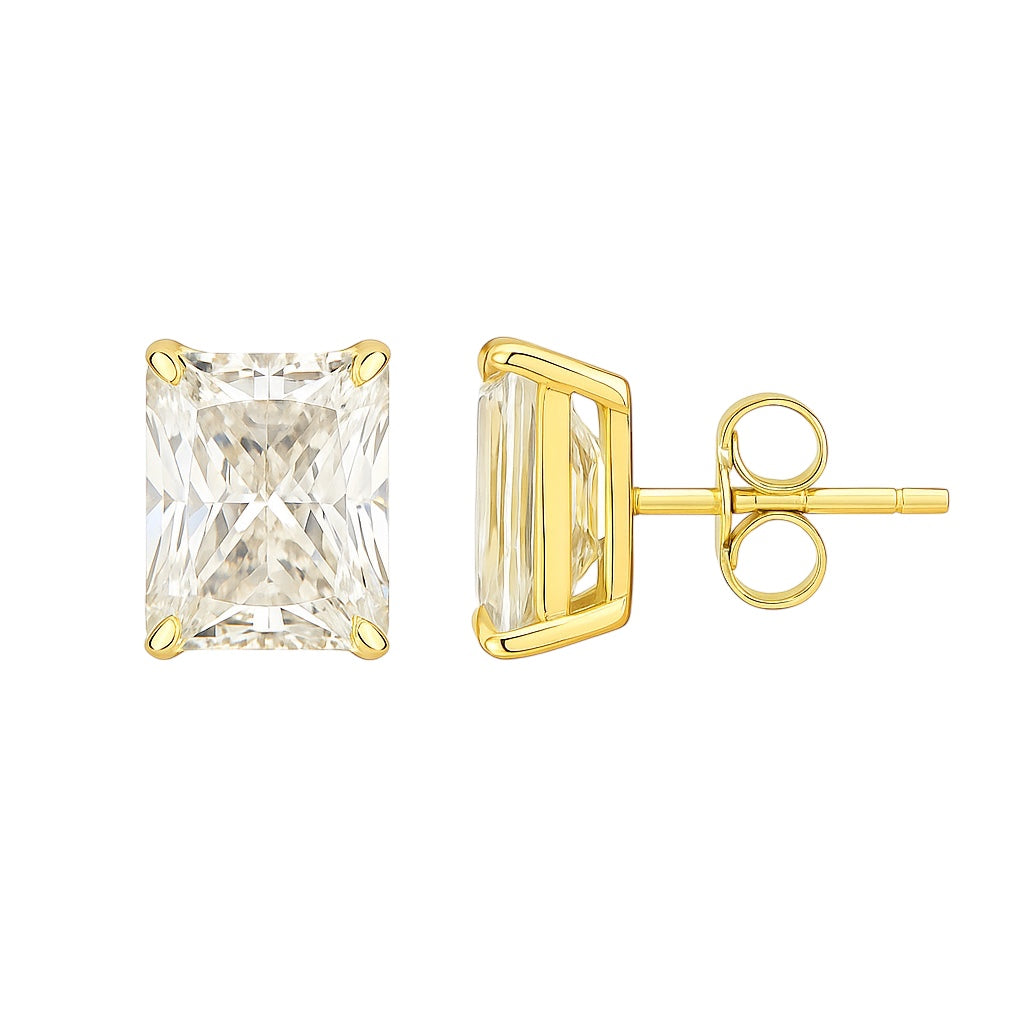 Sterling Silver Moissanite 2.0CT Radiant Cut Stud Earrings