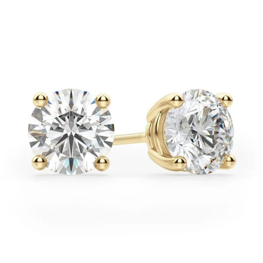 14K Gold 4 Prong Moissanite Screwback Earrings/w Certification - Allyanna Gifts