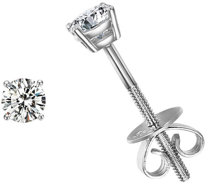 14K White Gold 4 Prong Moissanite Screwback Earrings/w Certification - Allyanna Gifts