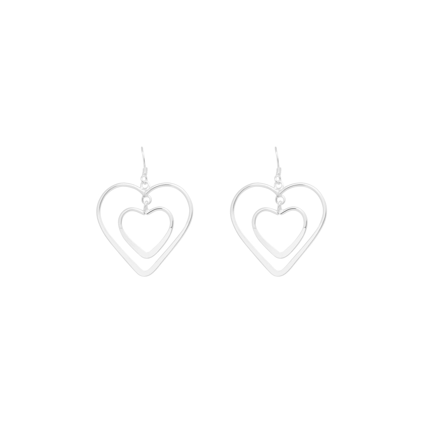 2 Attached Hearts Dangling Earrings - Allyanna Gifts