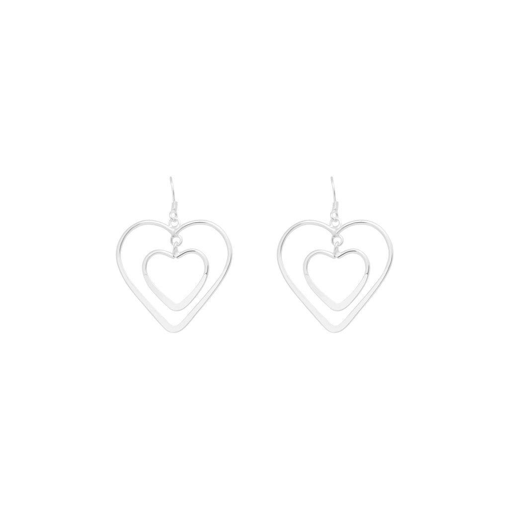 2 Attached Hearts Dangling Earrings - Allyanna Gifts