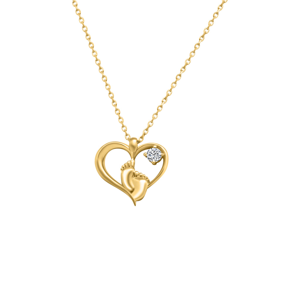 14k Heart + Baby Feet Gold Necklace