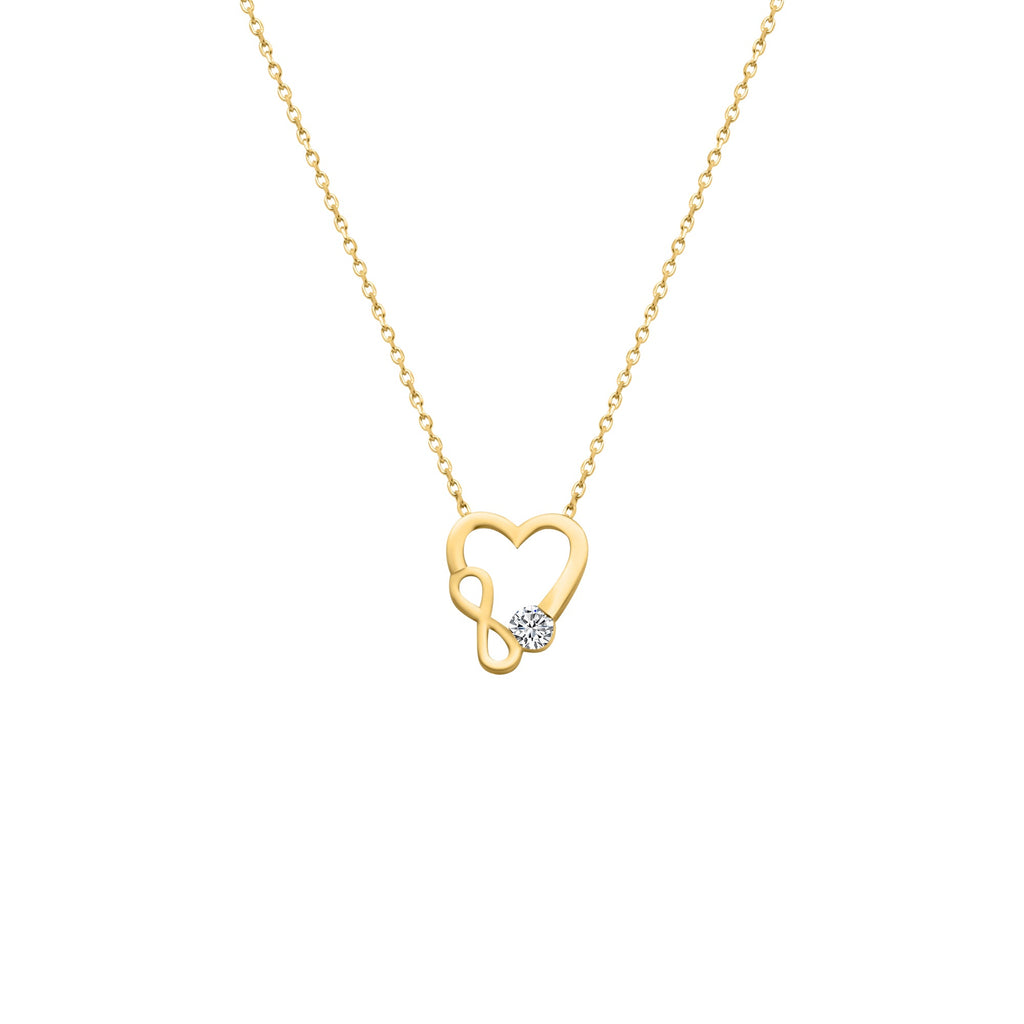 14k Solid Gold Heart and Infinity Necklace