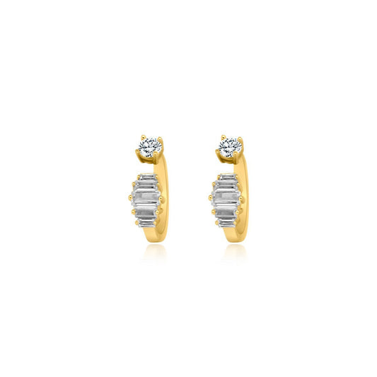 Baguette CZ Cuff & CZ Stud Earring Set - Allyanna Gifts