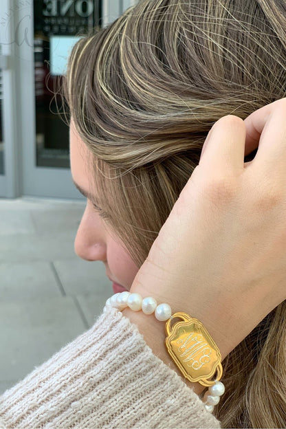 Beaded Monogrammed Pearl Bracelet (Three Styles) - Allyanna GiftsBRACELETS