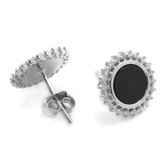 Black CZ Stone Post Earrings - Allyanna GiftsEARRINGS