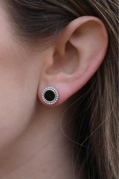 Black CZ Stone Post Earrings - Allyanna GiftsEARRINGS