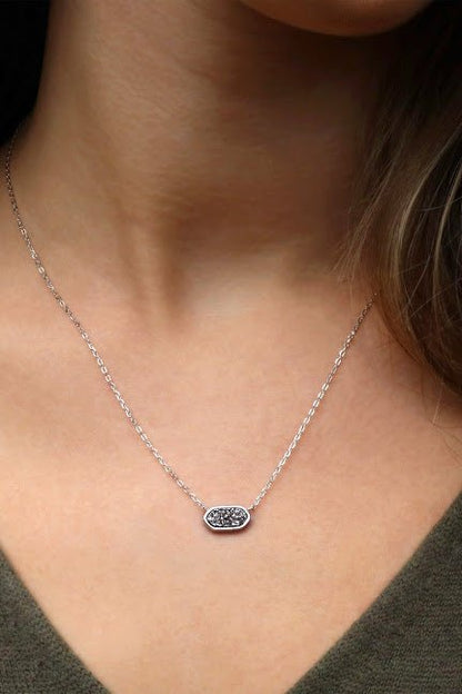Black Druzy Hexagon Necklace - Allyanna GiftsNECKLACE