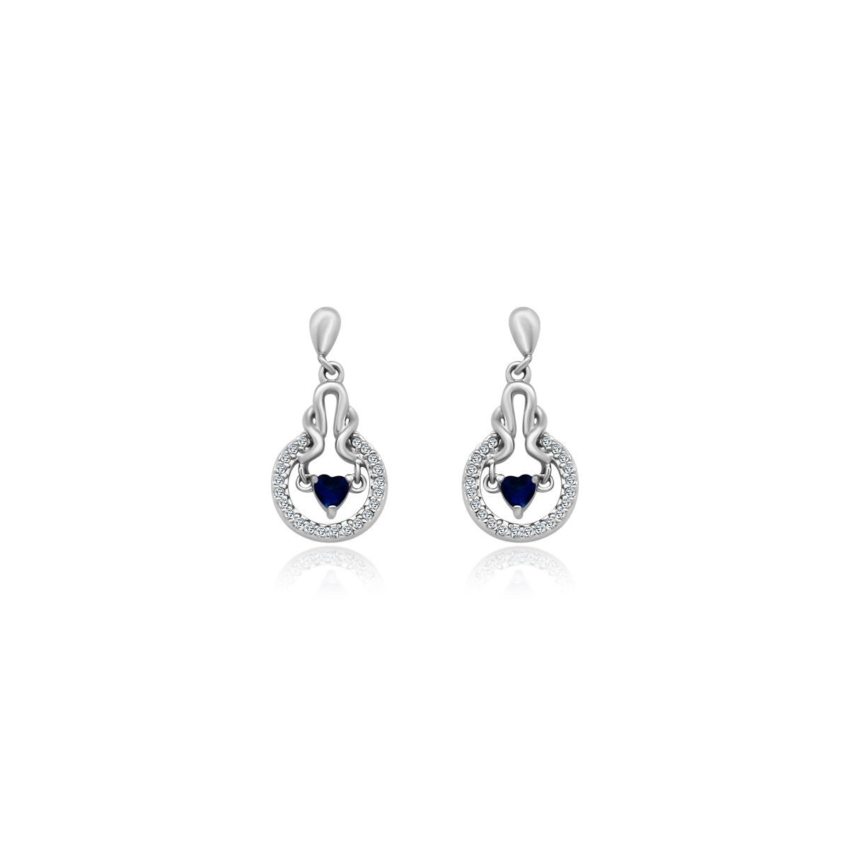 Blue Heart Gemstone Halo Earrings - Allyanna Gifts
