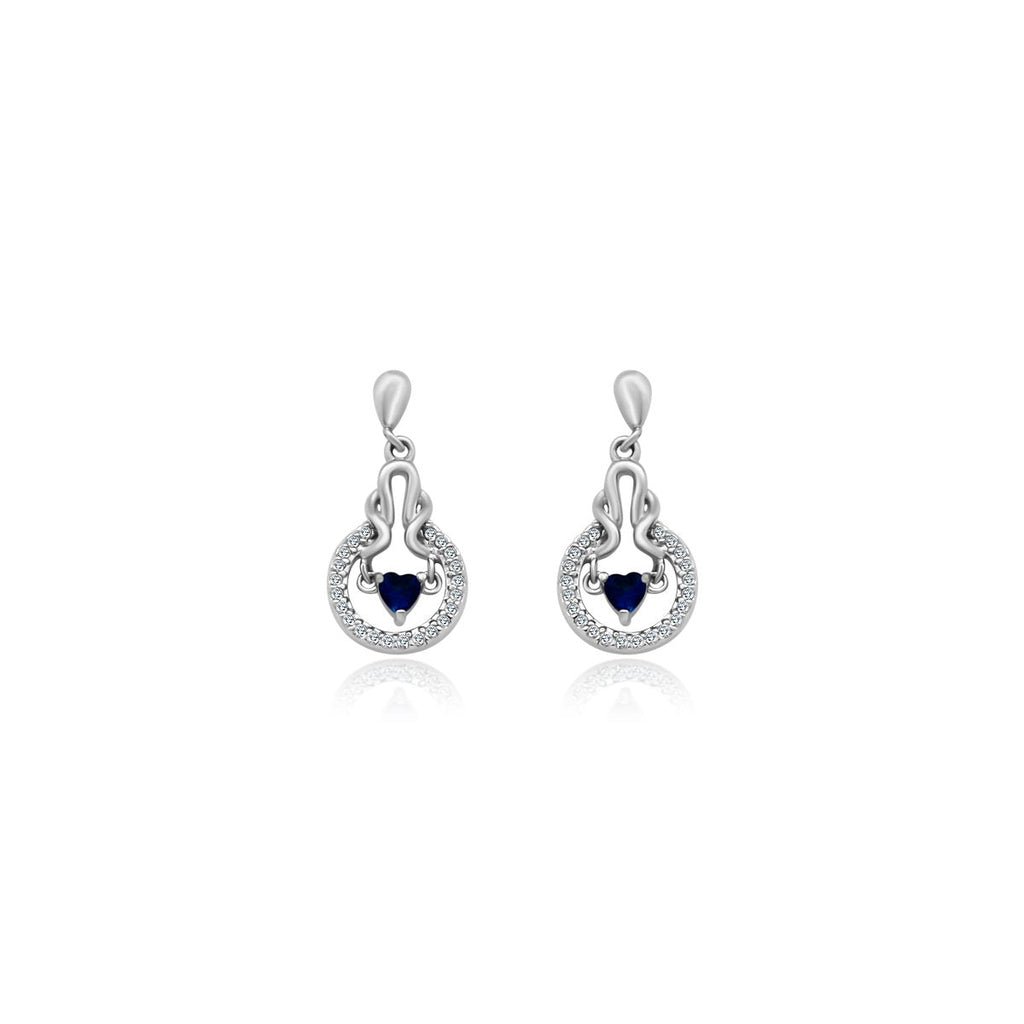 Blue Heart Gemstone Halo Earrings - Allyanna Gifts