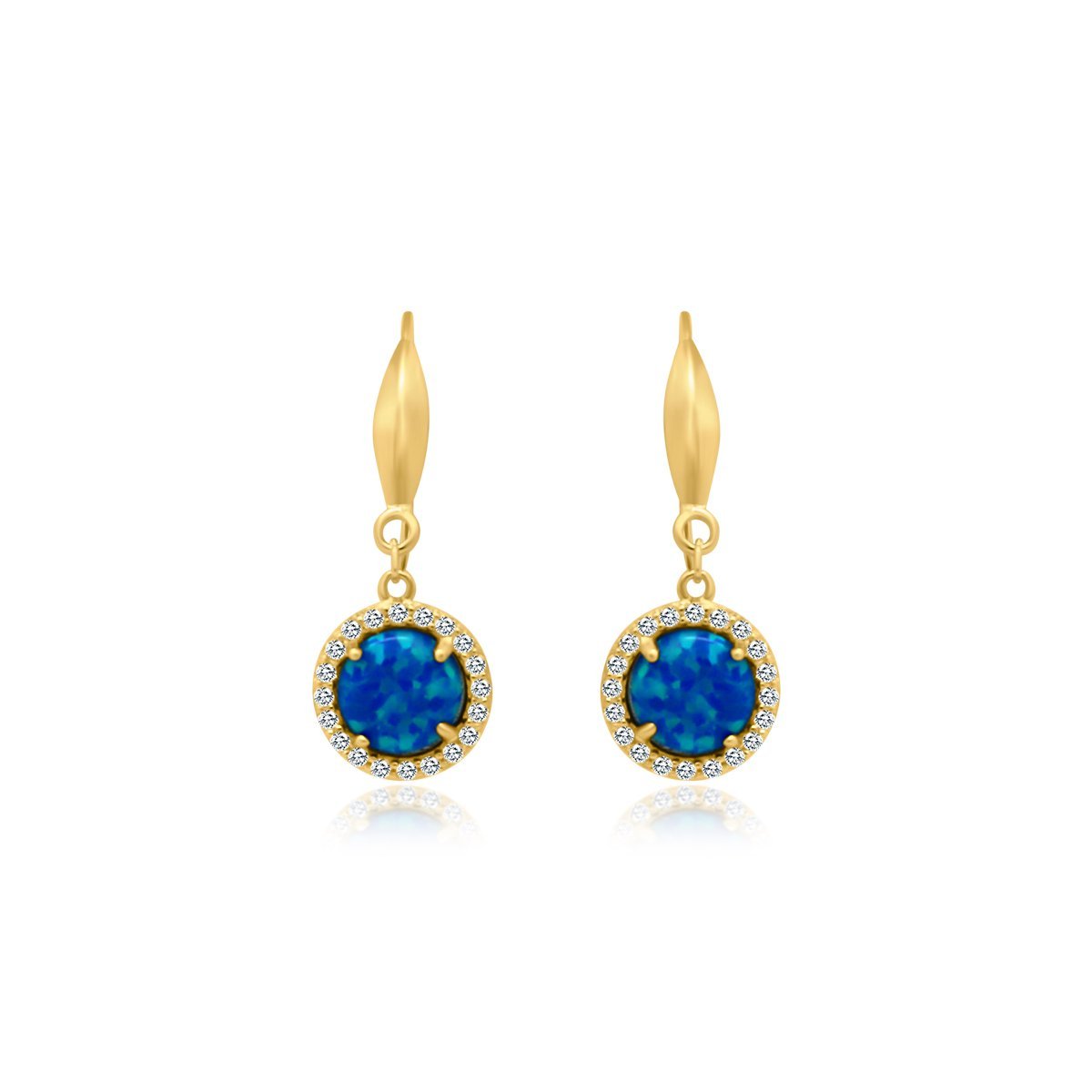 Blue Opal Circle Dangle Earrings - Allyanna Gifts