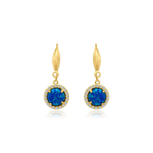 Blue Opal Circle Dangle Earrings - Allyanna Gifts