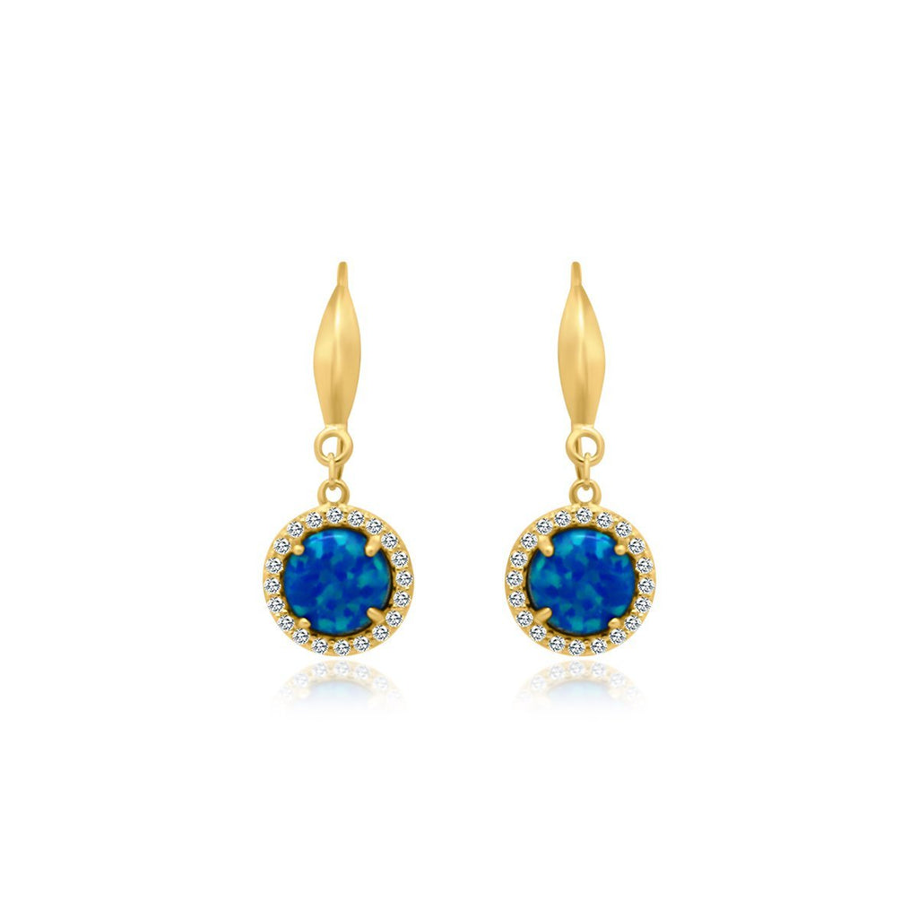 Blue Opal Circle Dangle Earrings - Allyanna Gifts