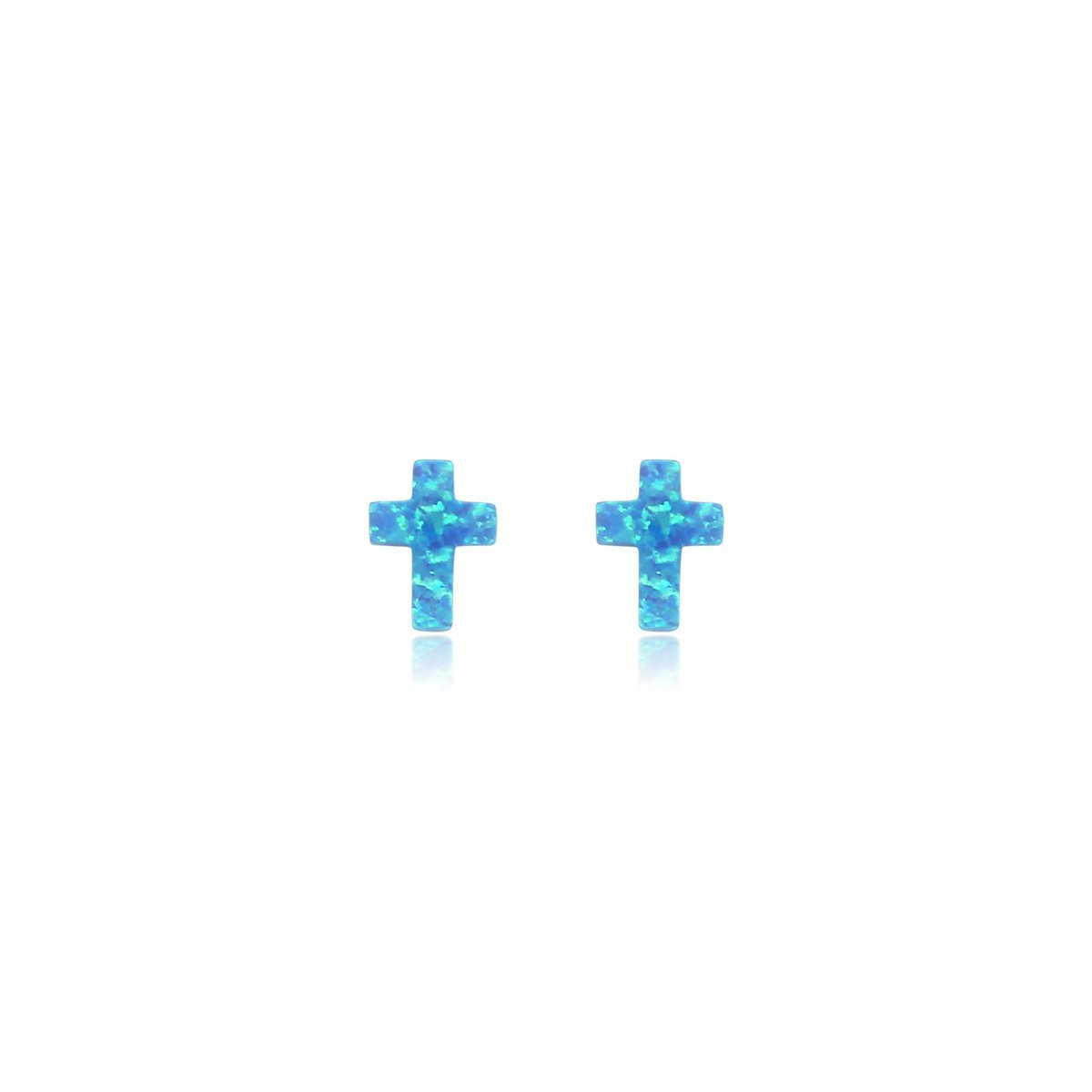 Blue Opal Cross Earrings - Allyanna Gifts