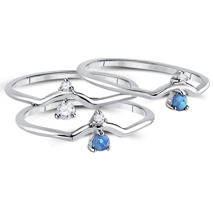 Blue Opal Cz Stackable Rings - Allyanna Gifts